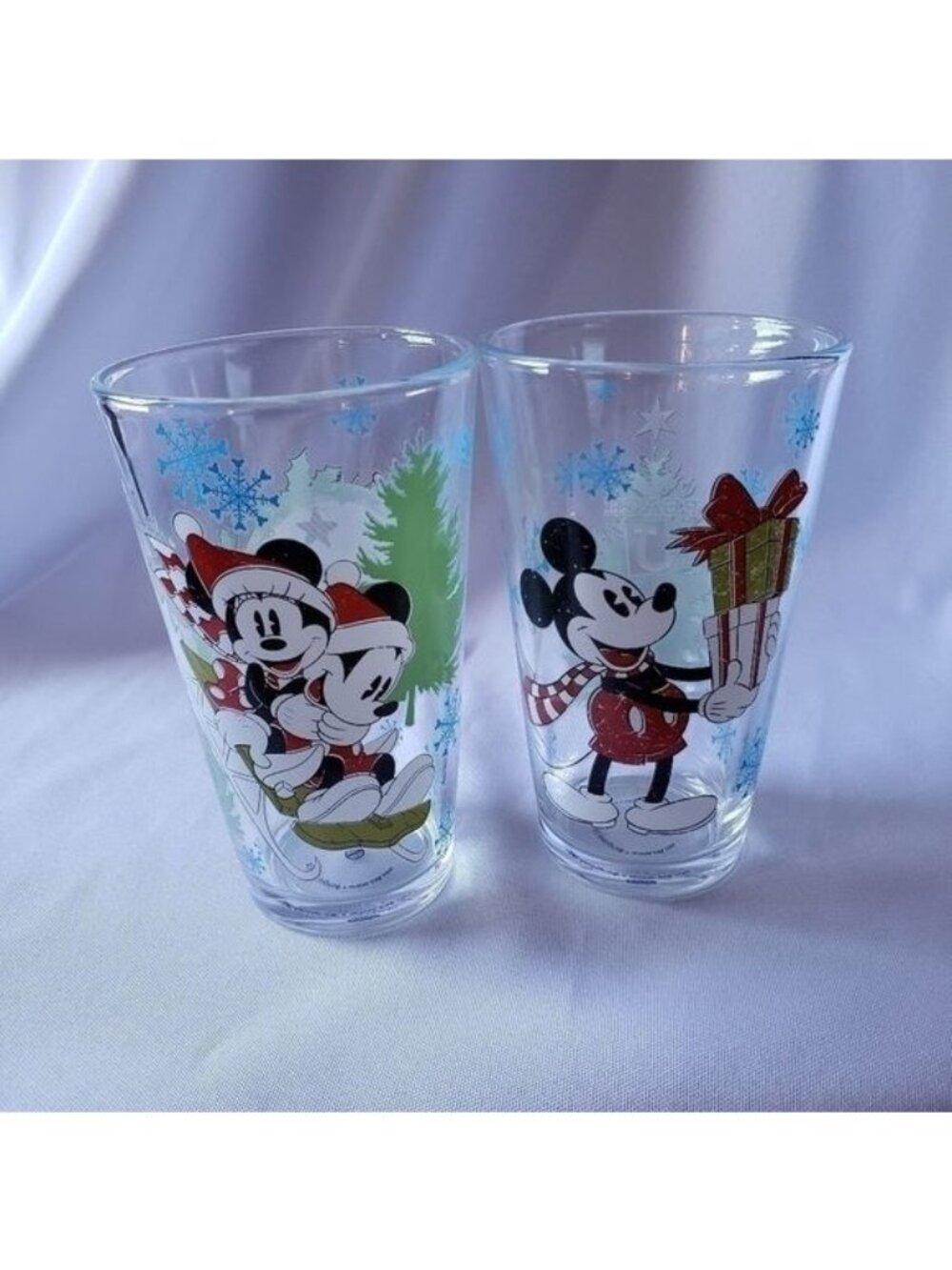 Zak!DISNEY MICKEY & MINNIE MOUSE PINT GLASSWARE Set of 2 16OZ